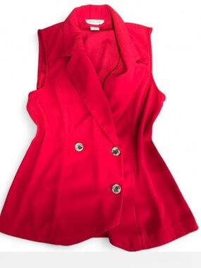 David Hope Sleeveless Button-Down Blazer Vest in Red